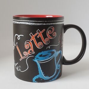 Starbucks 2007 12oz Grande Latte Chalkboard Design Black & Red Coffee Cup Mug